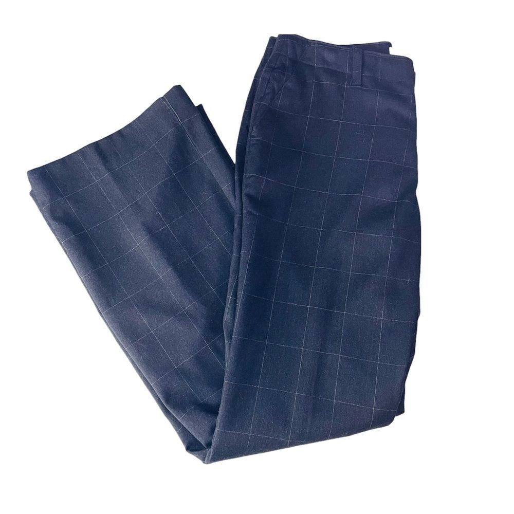 Gap Factory Navy Plaid Wool Dress Pants Straight Leg size 6R